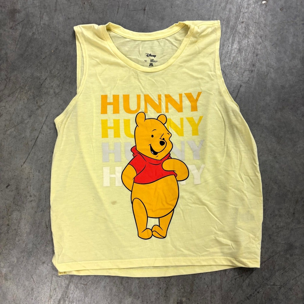 Disney Winnie the Pooh Hunny Graphic Tank Top Girl Medium 8 10 Yellow Sleeveless